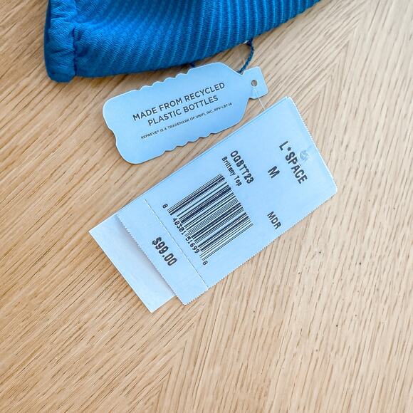 L Space Bikini Top Womens Medium Blue Brittany Ribbed Beach Coastal Summer NWT - Picture 4 of 6